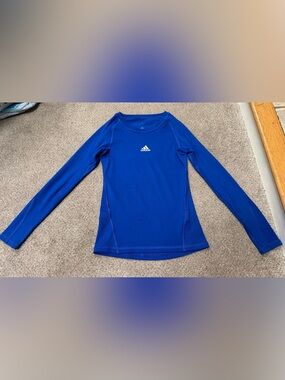 adidas Blue Alphaskin Long Sleeve Athletic Top